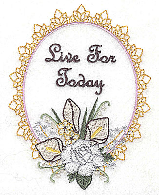 Embroidery Design: Live for Today Wedding design large with text 3.78w X 4.93h