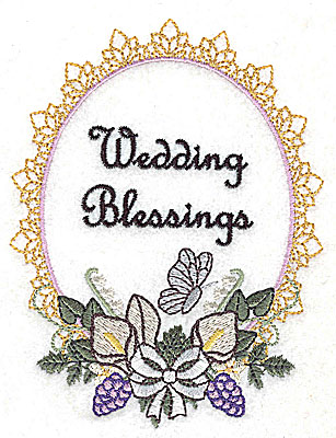 Embroidery Design: Wedding Blessings design large with text 3.78w X 4.96h