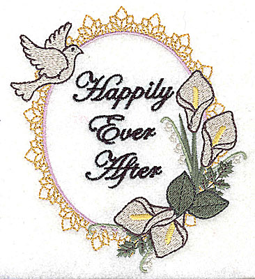 Embroidery Design: Happily Ever After Wedding design large with text 4.35w X 4.97h