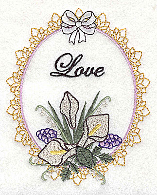 Embroidery Design: Love Wedding design large with text 4.03w X 4.97h