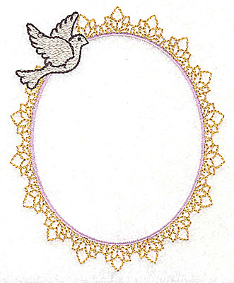Embroidery Design: Wedding frame with dove large 3.84w X 4.74h