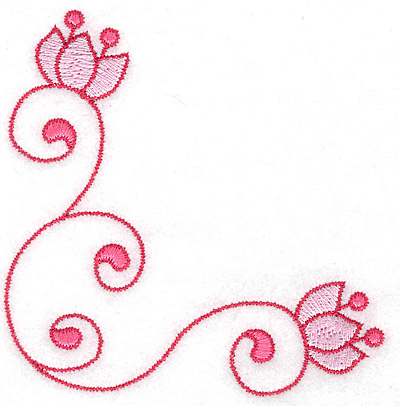 Embroidery Design: Floral corner swirl3.90w X 3.89h