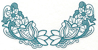Embroidery Design: Floral leaves and swirls large 6.94w X 3.45h