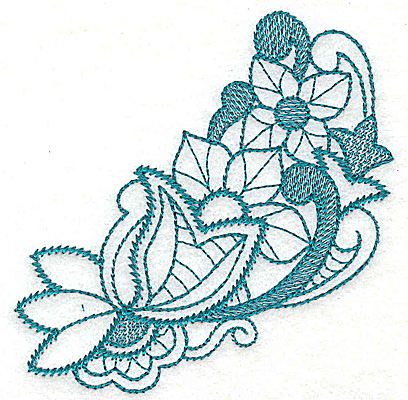 Embroidery Design: Floral leaves and swirls 3.58w X 3.52h