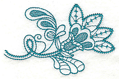 Embroidery Design: Single flower leaves and swirls 3.83w X 2.48h