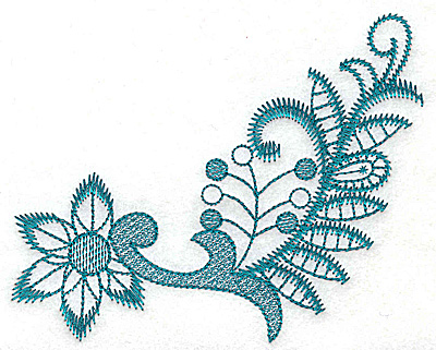 Embroidery Design: Stylized flower and leaves large 4.94w X 4.00h