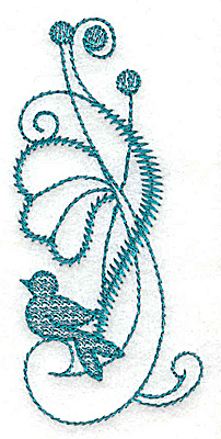 Embroidery Design: Flower and bird 1.62w X 3.54h