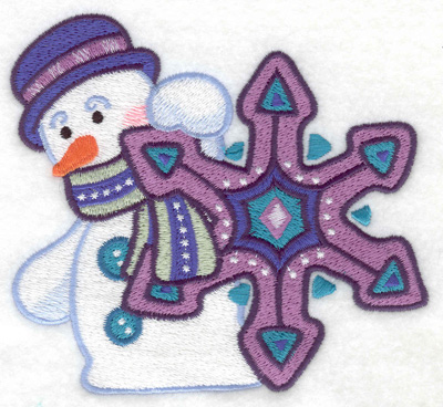 Embroidery Design: Snowman with snowflake large 4.94w X 4.51h