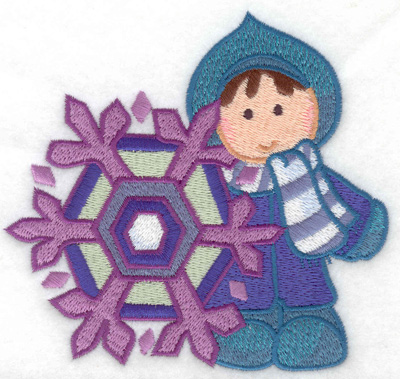 Embroidery Design: Child with snowflake large 4.94w X 4.62h