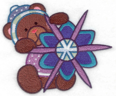 Embroidery Design: Teddy Bear with snowflake large 4.86w X 4.15h