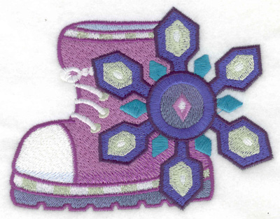 Embroidery Design: Winter Boot with snowflake large 4.92w X 3.81h