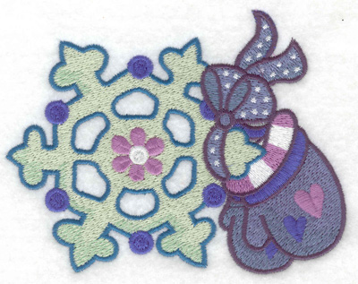 Embroidery Design: Mittens and snowflake large 4.96w X 3.93h