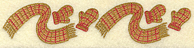 Embroidery Design: Scarf and mittens pair A 6.88w X 1.52h