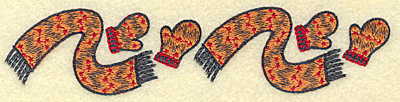 Embroidery Design: Scarf and mittens pair B6.88w X 1.52h