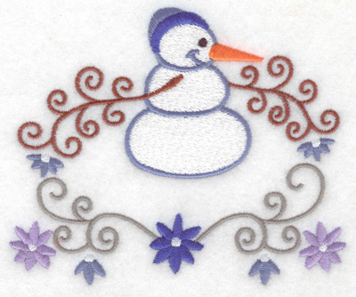 Embroidery Design: Snowman 7 large with flowers 4.99w X 4.13h
