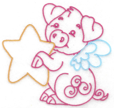 Embroidery Design: Flying pig with star large 4.95w X 4.70h