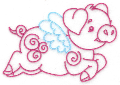 Embroidery Design: Flying pig large 4.93w X 3.55h