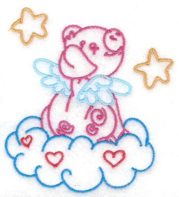 Embroidery Design: Pig sitting on cloud 3.06w X 3.37h
