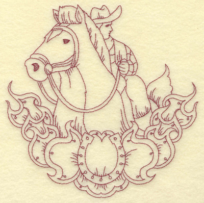 Embroidery Design: Horse and rider large 8.76w X 8.82h