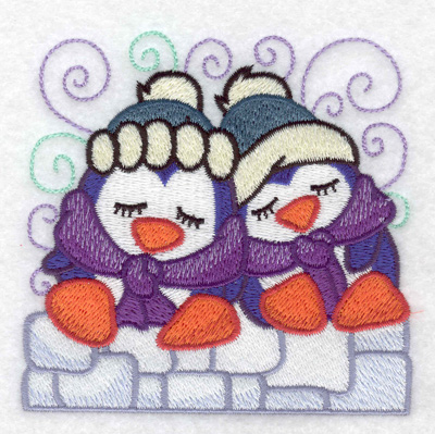 Embroidery Design: Two penguins sleeping small 3.86w X 3.82h