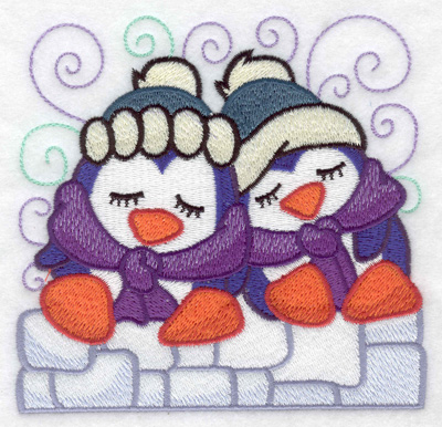 Embroidery Design: Two penguins sleeeping large 4.94w X 4.88h