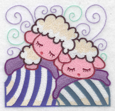 Embroidery Design: Two lambs sleeping large 4.97w X 4.84h