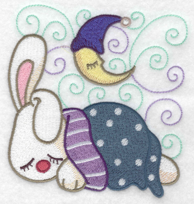 Embroidery Design: Bunny sleeping large 4.64w X 4.90h