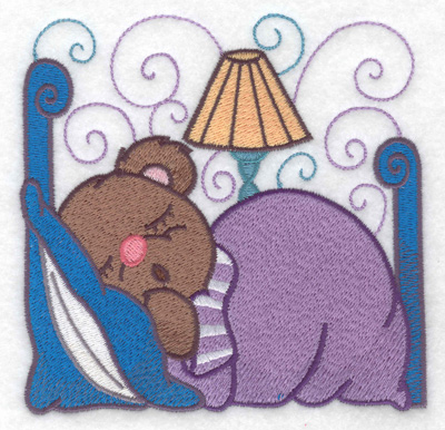 Embroidery Design: Teddy sleeping large  4.93w X 4.86h