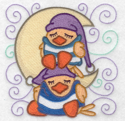 Embroidery Design: Stacked ducks sleeping small 4.87w X 4.94h