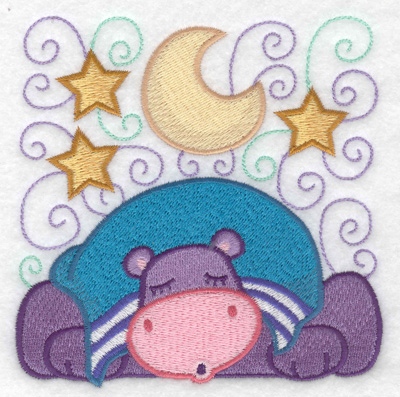 Embroidery Design: Hippo sleeping large 4.84w X 4.93h