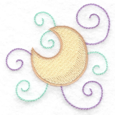 Embroidery Design: Moon and swirls 2.88w X 3.00h