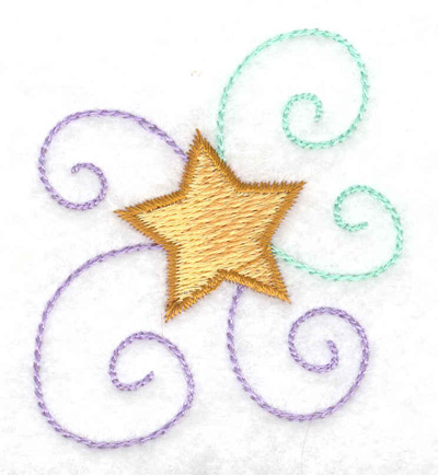 Embroidery Design: Star and swirls 2.08w X 2.45h