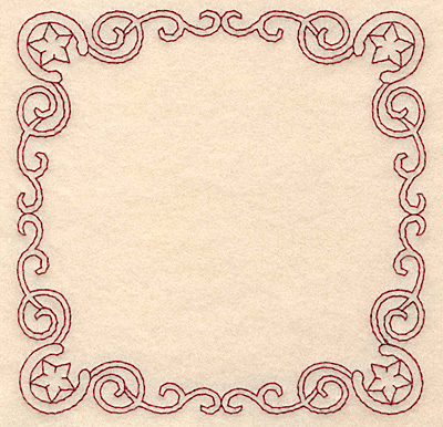 Embroidery Design: Redwork border swirls and horseshoes 4.95w X 4.95h