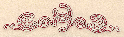 Embroidery Design: Redwork horseshoes stars and swirls  4.97w X 1.24h