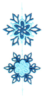 Embroidery Design: Two Vertical Snowflakes1.93" x 4.59"