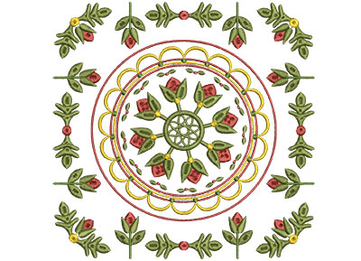 Embroidery Design: Baltimore Quilt Block 11 Lg 7.25w X 7.25h