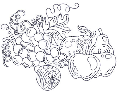 Embroidery Design: Grapes, Apples and Pears Lg 5.90w X 4.48h