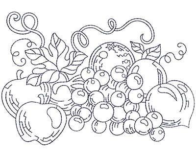 Embroidery Design: Grapes and Apples Lg 5.86w X 4.06h