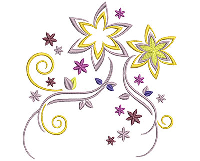 Embroidery Design: Flower Swirls Lg 4.79w X 4.90h