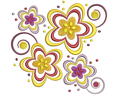 Embroidery Design: Floral Flowers Lg 4.91w X 4.76h