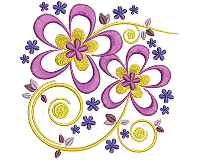 Embroidery Design: Spring Floral Lg 4.91w X 4.85h