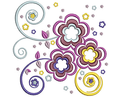 Embroidery Design: Dream Flowers Lg 4.90w X 4.91h
