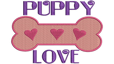 Embroidery Design: Puppy Love A 6.39w X 4.52h