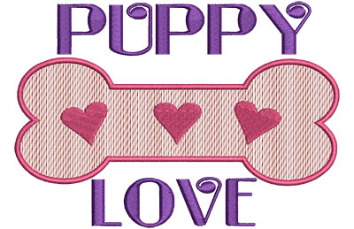Embroidery Design: Puppy Love B 6.39w X 4.52h