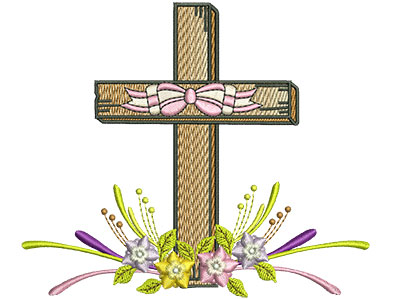 Embroidery Design: Floral Cross 5 5.21w X 4.49h