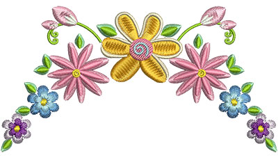 Embroidery Design: Floral Embellishment 4.96w X 2.65h