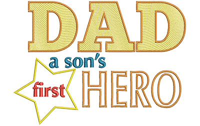 Embroidery Design: Dad A Sons First Hero Lg 9.07w X 6.49h