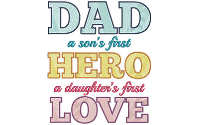 Embroidery Design: Dad Sons and Daughters 7.56w X 8.96h