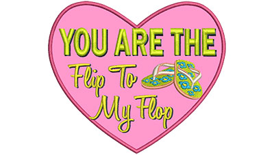 Embroidery Design: Flip To My Flop 5.16w X 4.51h