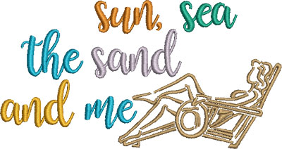 Embroidery Design: Sun Sea The Sand And Me 6.54w X 3.50h